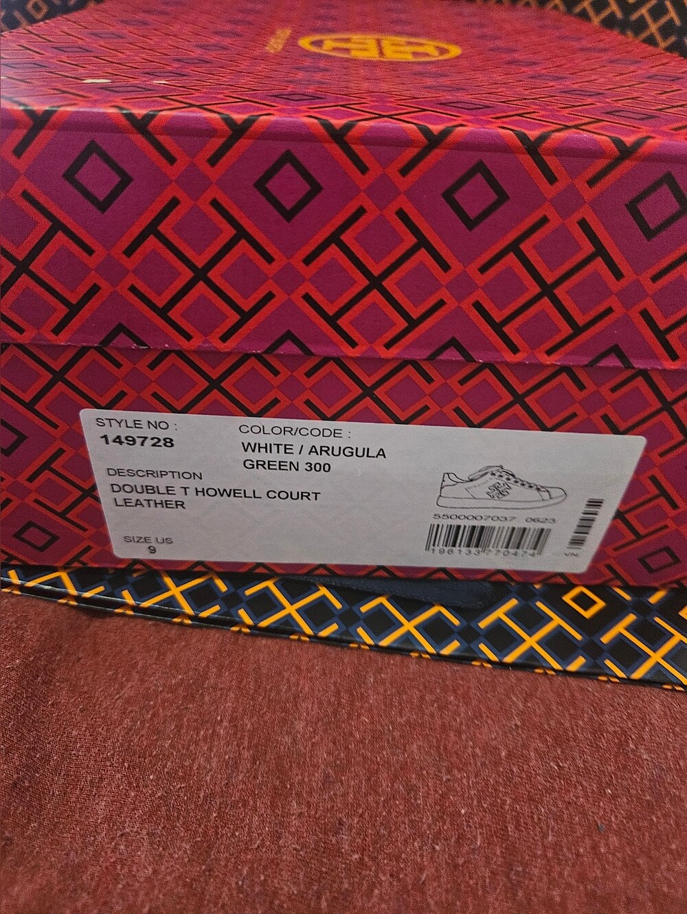 Tory Burch Double T Howell Court Sneaker White Argula Size 9 - Picture 8 of 8